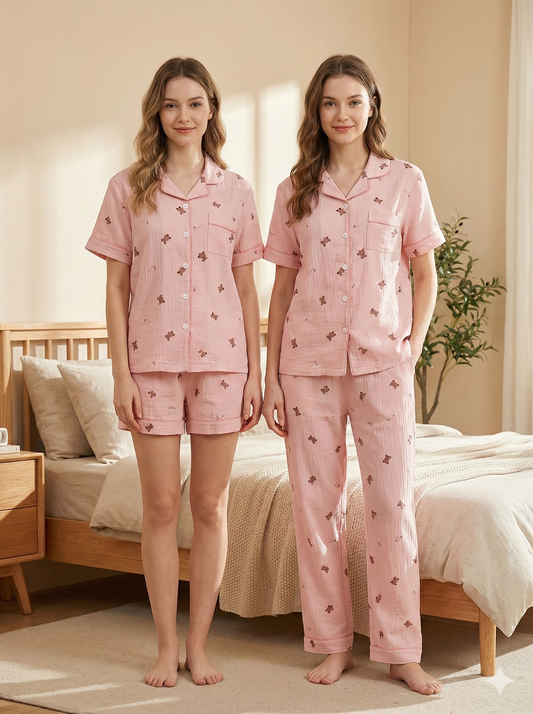 Pink Bear Padded Nightsuit Set (3PCS)