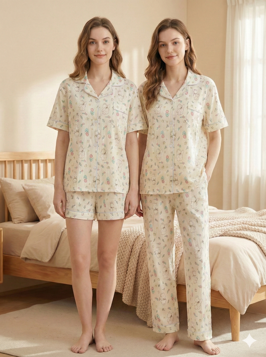 Twilight Bloom Padded Nightsuit Set (3PCS)