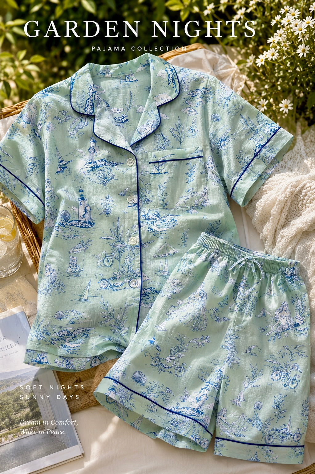 Coastal Mint Padded Nightsuit (3 Pc Set)