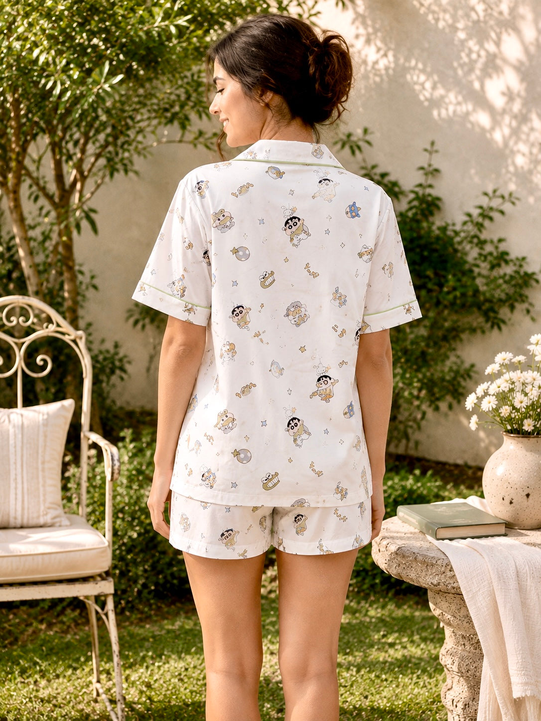 White Shinchan Padded Nightsuit (3 Pc Set)