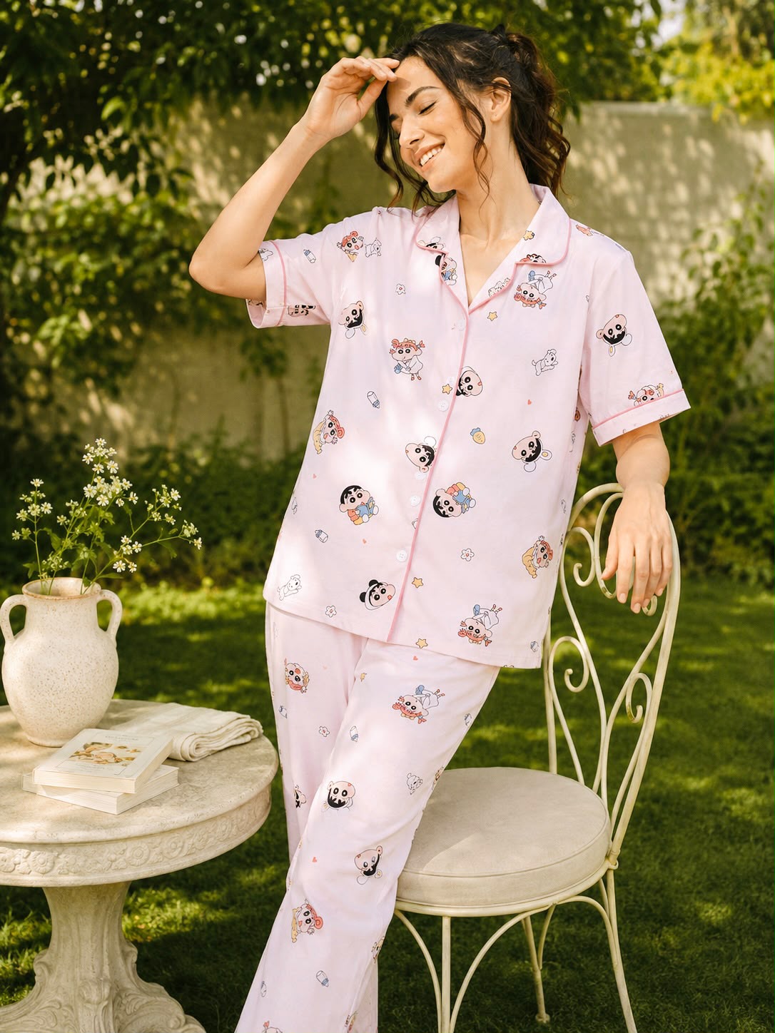 Pink Shinchan Padded Nightsuit (3 Pc Set)